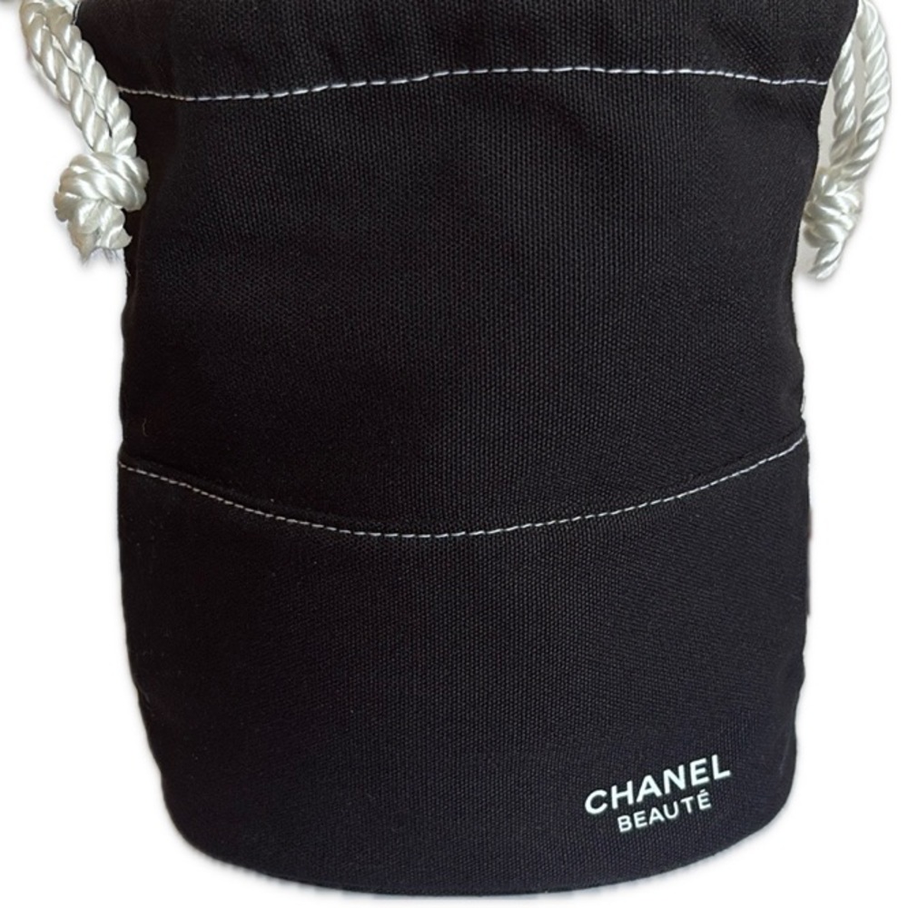 EUC Lot of 2x [Chanel] Black Canvas Drawstring Pouch Makeup Jewelry Bags - Picture 7 of 10